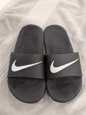 Nike Black Slide Sandals with White Swoosh